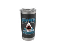 Sharks Are Born In December Birthday Funny Shark Lover Vaso térmico de acero inoxidable de doble pared