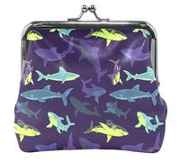 Sharks - Bolsa de piel para monedas, color morado profundo, para mujer y niña, con hebilla de beso, cambio, bolsa de tarjetas, Sharks Deep Purple, UNITALLA, Sharks Deep Purple, UNITALLA, Classic