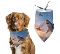Sharks in The Ocean Sunset - Divertida bandana para perros, gatos, cachorros, bufanda triangular para mascotas pequeñas, medianas y grandes