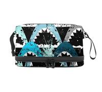 Sharks - Neceser de doble capa para mujeres y niñas, neceser de viaje, bolsa organizadora de maquillaje con compartimento para brochas, multicolor, 27x15x14 cm/10.6x5.9x5.5 in, Neceser