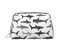 Sharks - Organizador de cosméticos con estampado náutico, a prueba de golpes, con amplia apertura de cremallera para viajes, Gold, One Size