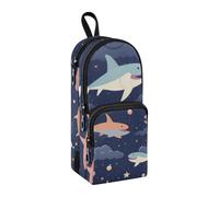 Sharks Swim in The Sky - Estuche para lápices de gran capacidad con compartimento para estudiantes, bolsa para escuela, organizador de papelería, estuche para lápices, estuche para la escuela,