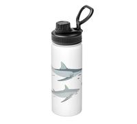 Sharks Swimming in The Water Botella de agua aislada a granel, de acero inoxidable con tapa, para adultos, ideal para uso diario y actividades al aire libre