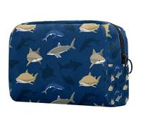 Sharks Under The Ccean - Bolsa de cosméticos para mujer, bolsa organizadora de maquillaje grande con cremallera, multicolor, 18.5x7.5x13cm/7.3x3x5.1in, Neceser