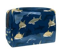 Sharks Under The Ccean - Neceser para mujer, neceser de viaje, bolsa grande de PVC para maquillaje, práctica bolsa organizadora con cremallera, multicolor, 18.5x7.5x13cm/7.3x3x5.1in, Neceser