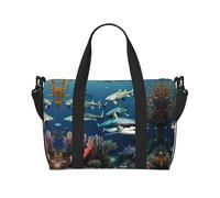 Sharks Under The Sea - Bolsa de viaje ligera para hombres y mujeres, bolsa de viaje impermeable para viajes de fin de semana al gimnasio