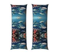 Sharks under the sea - Funda de almohada de cuerpo largo de 20 x 60 pulgadas, forro de cama acogedor y cómodo, decoración del hogar, experiencia decorativa