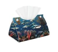 Sharks under the sea - Funda rectangular para caja de pañuelos con estampado de tiburones bajo el mar, organizador de papel, para baño, decoración