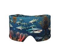 Sharks Under The Sea - Máscara ajustable para dormir y orejeras, diadema unisex para dormir de lado (26.8 x 4.3 pulgadas), cubierta cómoda para viajes en interiores y exteriores, para yoga,