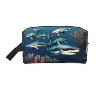 Sharks Under The Sea - Neceser de viaje de gran capacidad para organizar artículos de tocador y objetos pequeños, adecuado para viajes diarios y gimnasio