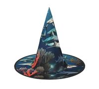 Sharks under the Sea - Sombrero de bruja de Halloween, sombrero de fiesta, adecuado para accesorios de juego de escenario
