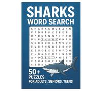 SHARKS Word Search Puzzle Book: Word Searches with Easy to Read Print about Sharks, Jaws, Fins and More | 6x9 inches, 110 pages | 50+ Puzzles … Gifts for Vacations, Holidays and Leisure times