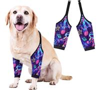 Sharkwill Coderas protectoras de rodilla para perros, codos, callos, para heridas, patas delanteras, evita lamer para perros medianos y grandes, 2XL, Spaceman