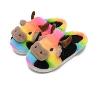 sharllen Zapatillas de vaca esponesponde, zapatillas de casa de Animal lindo de la novedad para las mujeres zapatos de algodón cálidos del invierno de felpa para los hombres Indoor&Outdoor