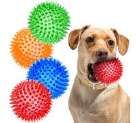 SHARLOVY Bolas guinadoras de 7,6 cm para Perros Pequeños, 4 Colores, bolas con Picos para Cachorros, Juguetes para Masticación Duradera para la Dentición, Juguetes Indestructibles para Traer y