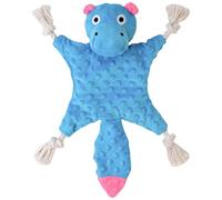 SHARLOVY Hippo - Juguete para perros sin relleno para masticadores agresivos, juguete chirriante arrugado para perro con patas de cuerda, juguetes masticables de peluche para dentición, juguete