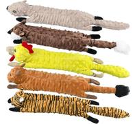 SHARLOVY Juguetes chirriantes para Perros, Paquete de 5 Juguetes de dentición para Cachorros, Juguetes para Mascotas, Juguetes arrugados para Perros, Animales sin Relleno, Juguetes para Perros,