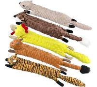 SHARLOVY Juguetes chirriantes para Perros, Paquete de 5 Juguetes de dentición para Cachorros, Juguetes para Mascotas, Juguetes arrugados para Perros, Animales sin Relleno, Juguetes para Perros,