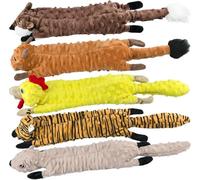 SHARLOVY Juguetes chirriantes para perros, paquete de 5 unidades, juguetes de peluche de burbujas para dentición para mascotas, animales arrugados, sin relleno, masticables para razas grandes