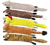 SHARLOVY Juguetes chirriantes para perros, paquete de 5 unidades, juguetes de peluche de burbujas para dentición para mascotas, animales arrugados, sin relleno, masticables para razas grandes