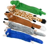 SHARLOVY Juguetes chirriantes para Perros, sin Relleno, Paquete de 5, Juguetes de Felpa arrugados para Perros de Razas Grandes, duraderos y masticables, Lindos Animales para la dentición