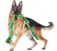 SHARLOVY Juguetes para Perros Grandes y masticadores agresivos, Juguete Indestructible XL Duradero para Perros, Cuerda de 5 Nudos, Juguete de Cuerda de algodón Resistente para Perros de Raza Grande