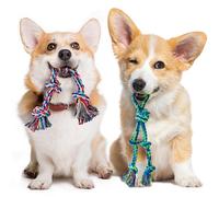 SHARLOVY Paquete de 2 Juguetes de dentición para Cachorros, Juguetes para Perros pequeños para masticadores agresivos, Juguetes masticables de algodón para dentición, Juguete Interactivo de Cuerda