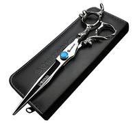 Sharonds Corte de pelo de 6/7 pulgadas diamante azul Corte de pelo Salón de alta gama 440c Corte de pelo de acero (Plano de 7 pulgadas)