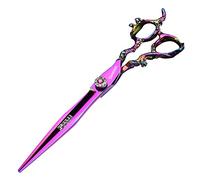 Sharonds Corte de pelo de 6/7 pulgadas diamante azul Corte de pelo Salón de alta gama 440c Corte de pelo de acero (Plano de 7 pulgadas-B)