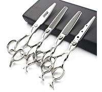 SHARONDS profesional peluquería 5.5/6 pulgadas Haischneideschere 440C Salonschere peluquería Effilierschere Set 30-35% Ausdünnungsrate (6 pulgadas - 4pc-B)