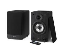 Sharp CP-SS30(BK) Pareja Altavoces estantería Activos 2vías, 60W RMS (2x30W) Carcasa Madera, Bluetooth v5.0, USB, óptica, Auxiliar, RCA, Ajuste Graves y Agudos, Rejilla extraíble, Mando a Distancia.