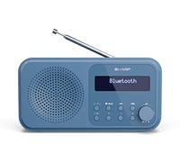 Sharp DR-P420(BL) Tokyo Dab+, Dab and FM Portable Digital Radio with RDS, BT 5.0, USB or Batteries, Mini Jack, Telescopic Antenna, Auto Search, 20+20 Memories, Time and Date Auto, Alarm, Blue