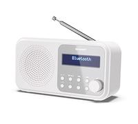 Sharp DR-P420(WH) Tokyo Dab+, Dab and FM Portable Digital Radio with RDS, BT 5.0, USB or Batteries, Mini Jack, Telescopic Antenna, Auto Search, 20+20 Memories, Time and Date Auto, Alarm, Snowy White