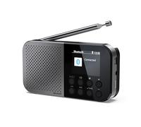 SHARP DR-P520(GY) Osaka - Radio Digital portátil de Bolsillo con Bluetooth 5.3, Reproductor de Audio Mono Dab+/FM, Compacto y Ligero, Alimentado por USB-C/batería, Reloj Despertador Doble, Color Gris