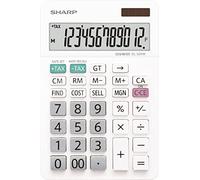 Sharp EL-334W - Calculadora de Escritorio (12 dígitos, Soporte Plegable, Solar), Color Blanco