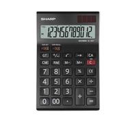 Sharp EL125TWH - Calculadora (pantalla de 12 dígitos, solar y a pilas), color negro