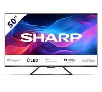 Sharp Gaming QLED 144Hz 50GR8265E Google TV de 50", 4K Ultra HD, 4X HDMI 2.1, 2X USB, Bluetooth, Dolby Vision IQ y Atmos, Google Assistant, Altavoces Harman/kardon 2x12W, Negro