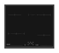 SHARP KH-6V09FTMI-DE Vitrocaramic HiLight - Placa de cocción (4 zonas de cocción, 60 cm, ToggleTouch, zona de tostado, zona de cocción bicircular), color negro mate