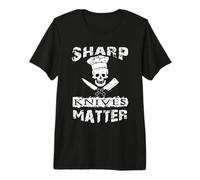 Sharp Knives Matter Chef Skull with Knives Camiseta Premium