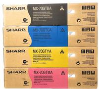 Sharp MX-70GT 4 Tóner Original Negro Cian Magenta Amarillo MX-5500/MX-6200/