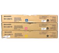 Sharp MX-C38 3 Tóner Originales Cian Magenta Amarillo MX-C310/MX-C311/MX-C380
