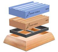 Sharp Pebble Afilador de madera de afilar de doble grano grano 400 y 1000 - Afilador de piedra de agua para carpintería, herramientas de tallado de madera, cinceles y gubias con base de bambú antideslizante