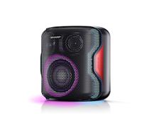 Sharp PS-921(BK) Altavoz Bluetooth portátil con Luces led, Audio 2.1 y 3D. Duo Mode para emparejar con Otro PS-921 en estéreo (TWS) A Prueba de Salpicaduras (IPX5) Adecuado para la Playa, Piscina.