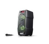 Sharp PS-929 Party Speaker Boombox with Karaoke Function, Microphone Included, TWS, Bluetooth 2 USB Ports, 2 Ports 6.3 mm, Multi-Coloured Lights Plus Strobe, 180 W of Power and Integrated Battery
