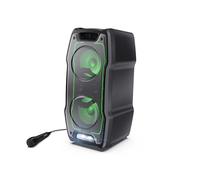 SHARP PS-931 Party Speaker, microfono, TWS, Bluetooth, 2 x USB, 2 puertos 6,3 mm para microfono y guitarra, luces multicolor, 180W p. maxima, bateria litio integrada con hasta 13 horas de reproduccion