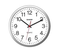 Sharp - Reloj de Pared, 35 cm, silencioso, sin tictac, Cuarzo de Calidad, Funciona con Pilas, Redondo, fácil de Leer, para casa, Cocina, Oficina, Aula, Escuela, Movimiento de Barrido, Plateado