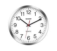 Sharp Wall Clock - Silver/Chrome, Silent Non Ticking 12 Inch Quality Quartz Battery Operated Round Easy to Read Home/Kitchen/Office/Classroom/School Clocks, Sweep Movement