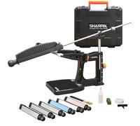 SHARPAL 202H Sistema de afilado de precisión, ángulo ajustable 10-35° | Kit de afilado, 7 placas abrasivas: diamante 220/325/600/1000, piedra 3000/6000, asentador de cuero, estuche para regalo