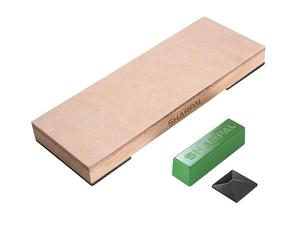 SHARPAL 204N Correa de cuero genuino con 53g/2 oz Compuesto de pulido y guía de ángulo, bloque para afilar cuchillos de 20cmX7,5cm para afilar cuchillos, navajas y cinceles