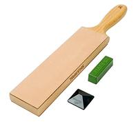 SHARPAL 205H Kit de gamuza de cuero de doble cara (330 x 60 mm) con 53g de pasta de pulir y guía de ángulos, bloque de gamuza para afilar y pulir cuchillos, Afilador de cuchillos profesional